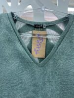 Blusa Malha Tricot Decote V - Verde Mescla - Imagem 2