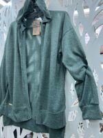 Casaco com Capuz em Malha Tricot - Verde Mescla - Imagem 2