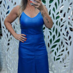 Vestido Midi Resinado - Azul Bic
