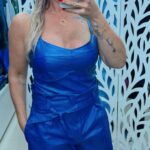 Cropped Alça Larga Resinado - Azul Bic
