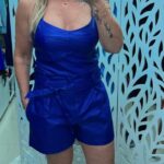 Cropped Alça Larga Resinado - Azul Bic Escuro