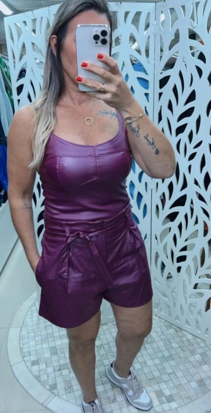 Cropped Alça Larga Resinado - Beringela