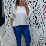Calça Perna Reta C/ Cinto - Azul Bic