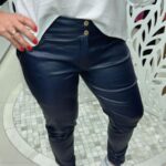 Calça Skynny Resinado - Marinho