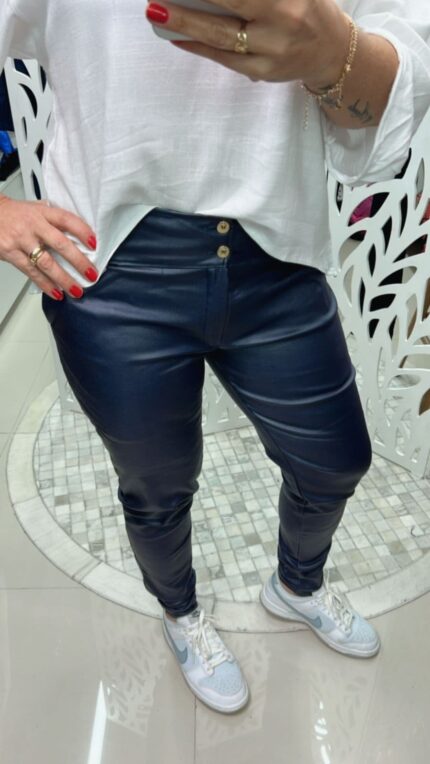 Calça Skynny Resinado - Marinho