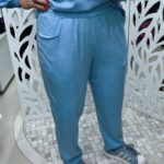 Calça Pijama com detalhe em elastico punho- Azul Claro