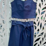 Saia Evasê Resinada com Faixa Midi C/ Laço- Azul Jeans