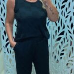 Regata Alça Larga Tricot - Preta