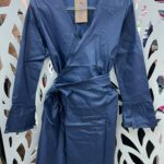 Vestido Cache Coeur Resinado Manga Longa - Azul Jeans