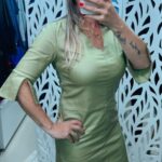 Vestido decote V - Pistache