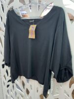 Blusa Manga Com Pregas Decote V - Preta - Imagem 3