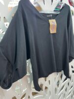 Blusa Manga Com Pregas Decote V - Preta - Imagem 2
