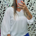 BLUSA DECOTE V MANGA 3/4 VISCOSE DUNA - BRANCO