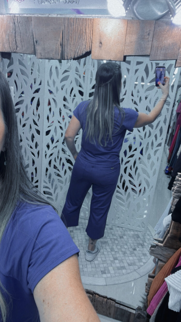 Calça pantacourt em moletinho com bolsos - AZUL - Imagem 4