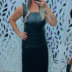 VESTIDO REGATA LARGA C/ RECORTE PRINCESA COM SAIA LONGA TULE  RESINADO- PRETO