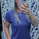 BLUSA DECOTE REDONDO MANGA RAGLAN COM ABERTURA BAINHA- AZUL