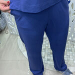 CALÇA PANTALONA DE MOLETINHO CÓS COM ELÁSTICO E BOLSOS - AZUL