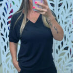 T- SHIRT BLUSA EM MALHA VISCOLYCRA - PRETA