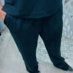 CALÇA PANTALONA DE MOLETINHO CÓS COM ELÁSTICO E BOLSOS  - PRETO