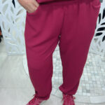 Calça pijama com detalhe em elástico no punho - FÚCSIA