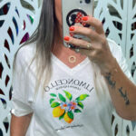 T- SHIRT BLUSA EM MALHA VISCOLYCRA OFF COM ESTAMPA- LIMONCELLO